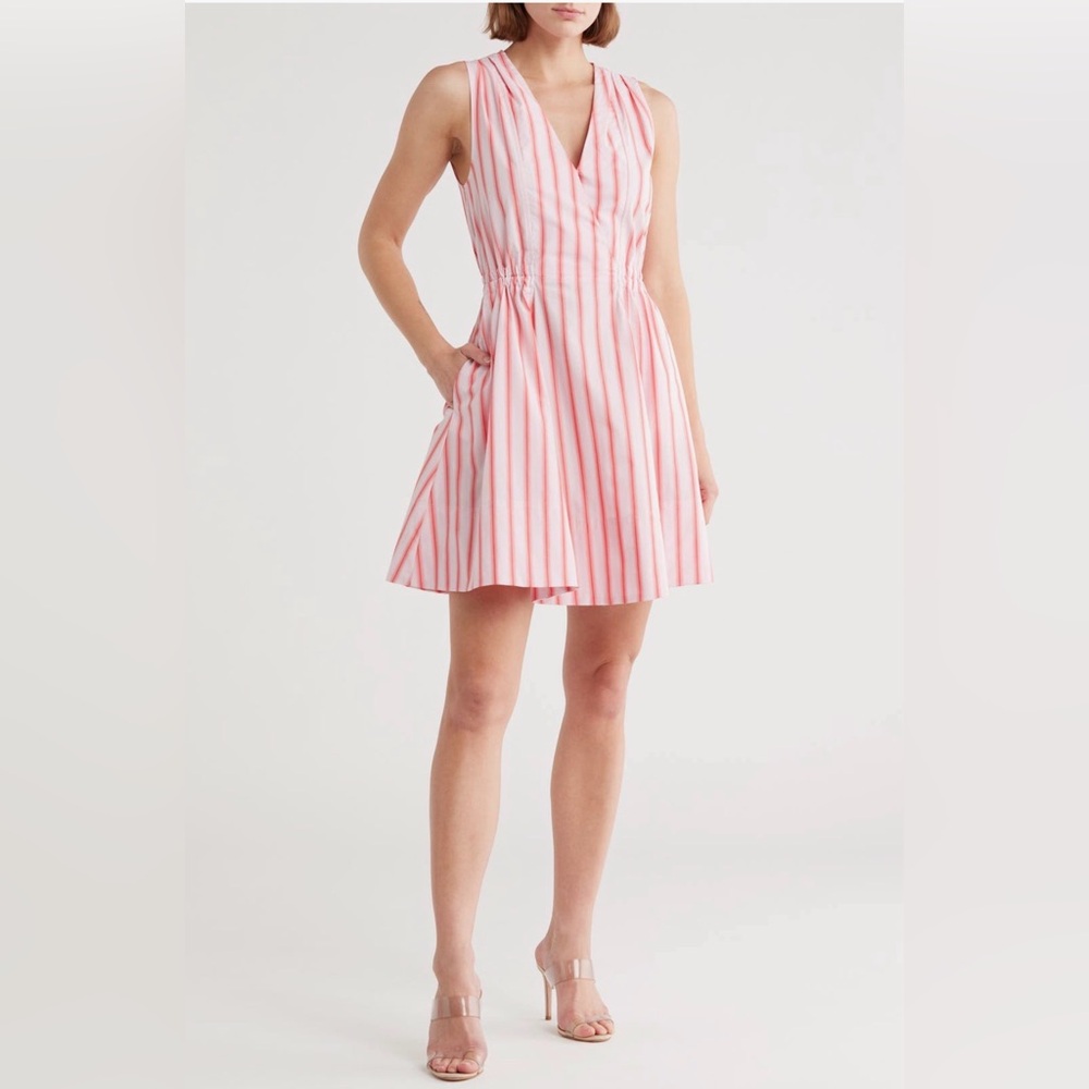 Derek Lam Pink and White Striped Mini Dress